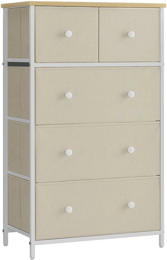Armadio a muro – Armadio per camera da letto – Armadio per stendere – 5 ante – Struttura in metallo – Crema