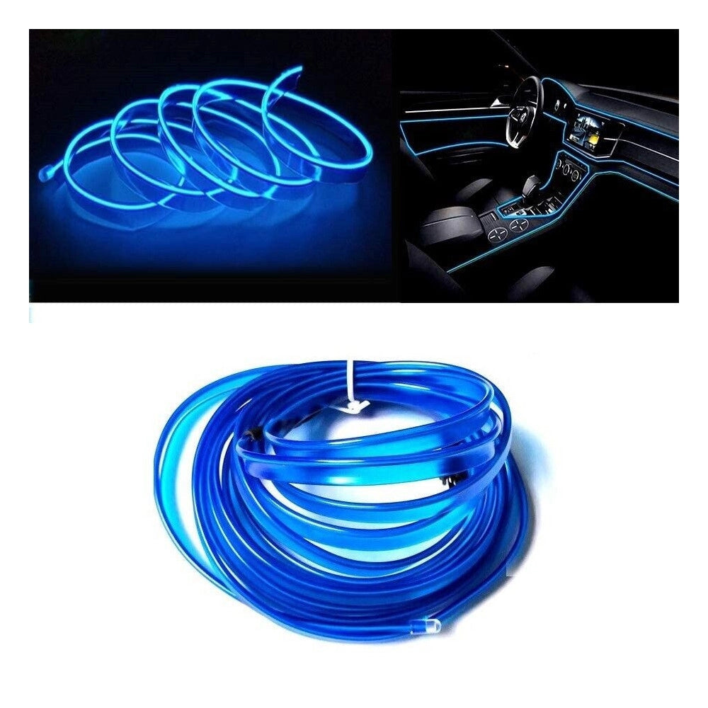 Trade Shop - Striscia Strip Led Per Interni Auto A 12v Fibra Ottica Luce Decorativa Atmosfera - Blu   -3 Mt   -