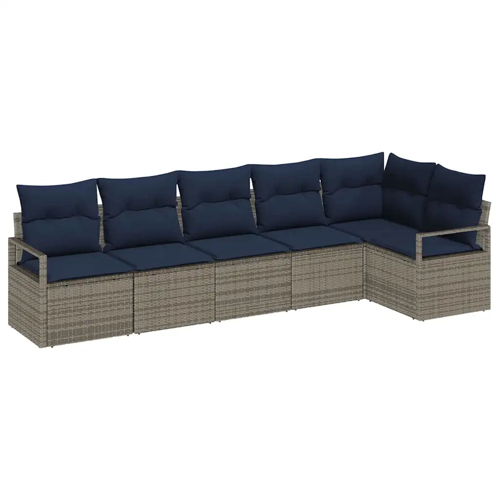 Set di divani 6 pcs Grigio polyrattan