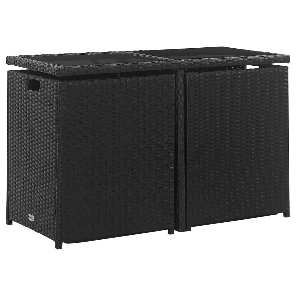 Set da Pranzo da Giardino 9 pz con Cuscini in Polyrattan Nero 46373