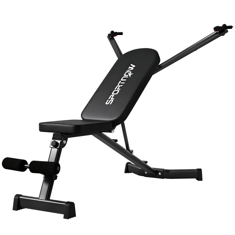 PANCA FITNESS pieghevole con estensore gambe, schienale 3 posizioni, nero