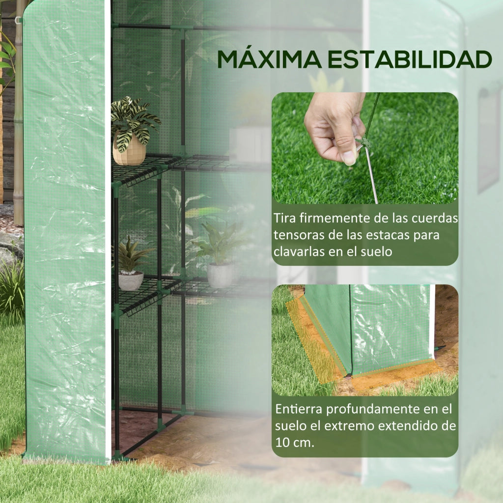 Serra da Giardino con Porta e Finestre ¨C Zephmum ¨C Verde 140x73x190 cm