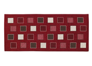 Tappeto Passatoia Runner Cucina Antiscivolo Lavabile Disegno Square Suardi - 55x140 - Rosso