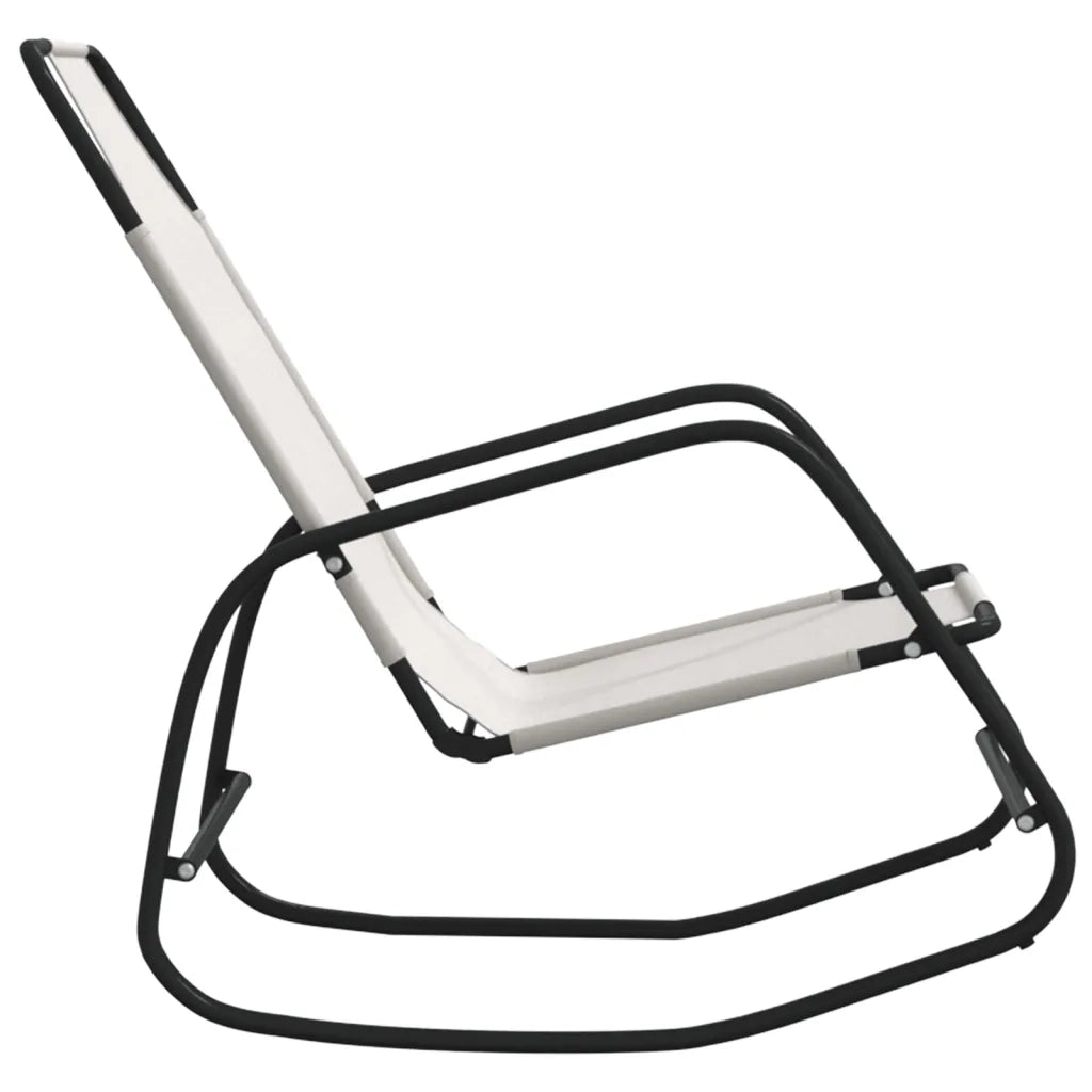 Lettini PrendiLettino sole | Sdraio da giardino | Lettino da sole a Dondolo 2 pz in Acciaio e Textilene Crema