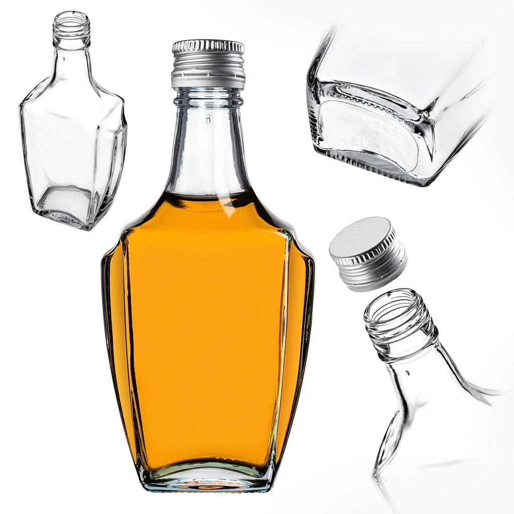 KADAX Bottiglia in Vetro per Tintura 250ml Con Tappo Argento 50pz.
