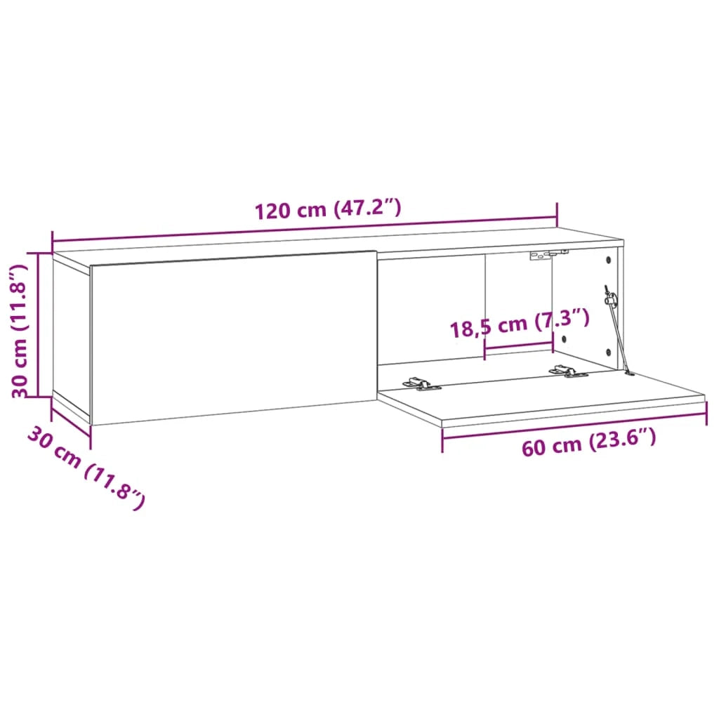 Mobile TV da parete Sonoma 120 x 30 x 30 cm in legno ingegnerizzato grigio 02_0024282