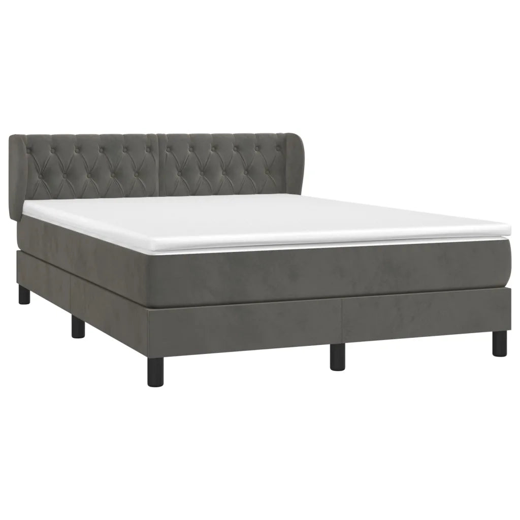 Giroletto a Molle con Materasso Grigio Scuro 140x190 cm Velluto 3127668
