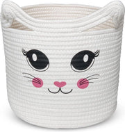 Cestino per Bambini con Gatto - Corda Tessuta - Cestino con Copertura - Organizzatori per la Sala da Pranzo - Cestino di Deposito - Cestino per Piante