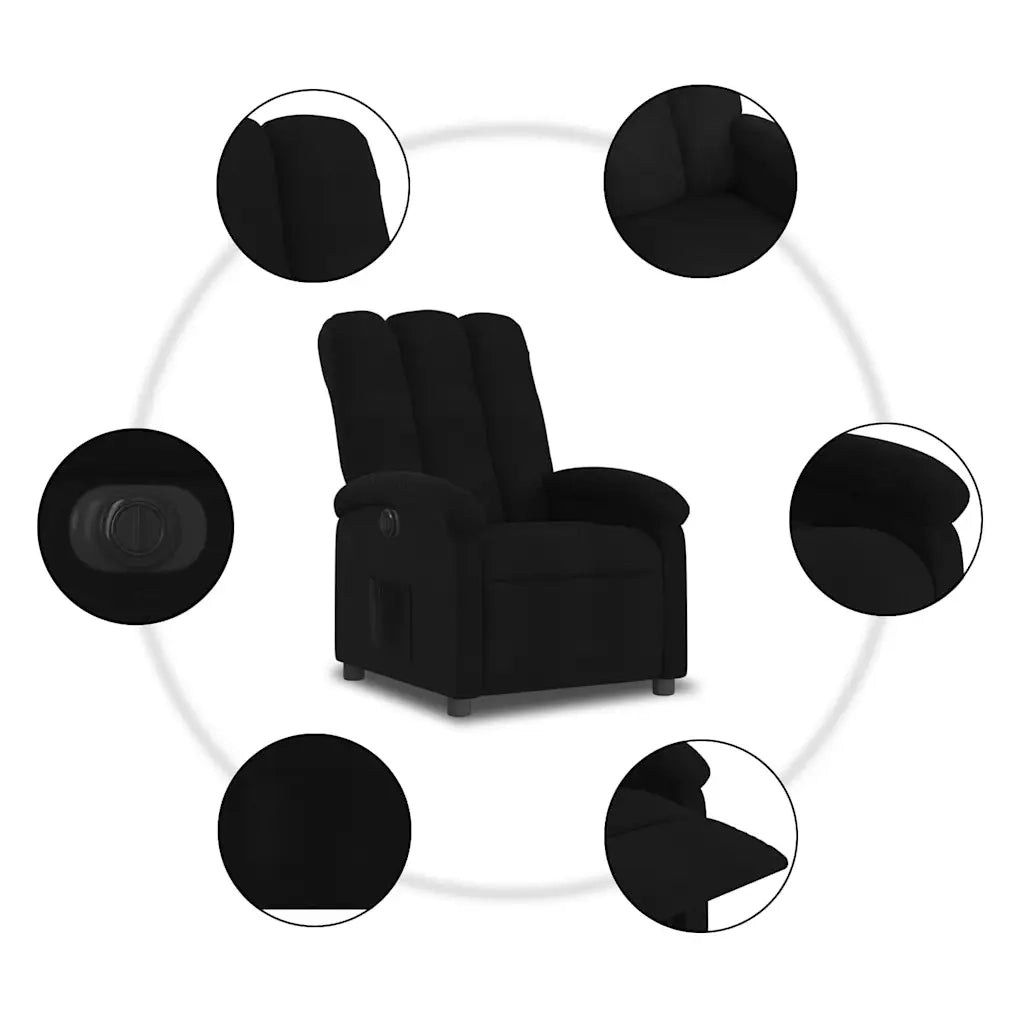 Poltrona | Sedia Relax Elettrica Reclinabile Nera in Tessuto