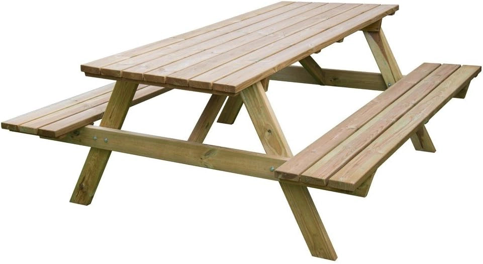 TAVOLO DA PIC NIC IN LEGNO robusto + panche sedura arredo giardino cm 180x120x70h