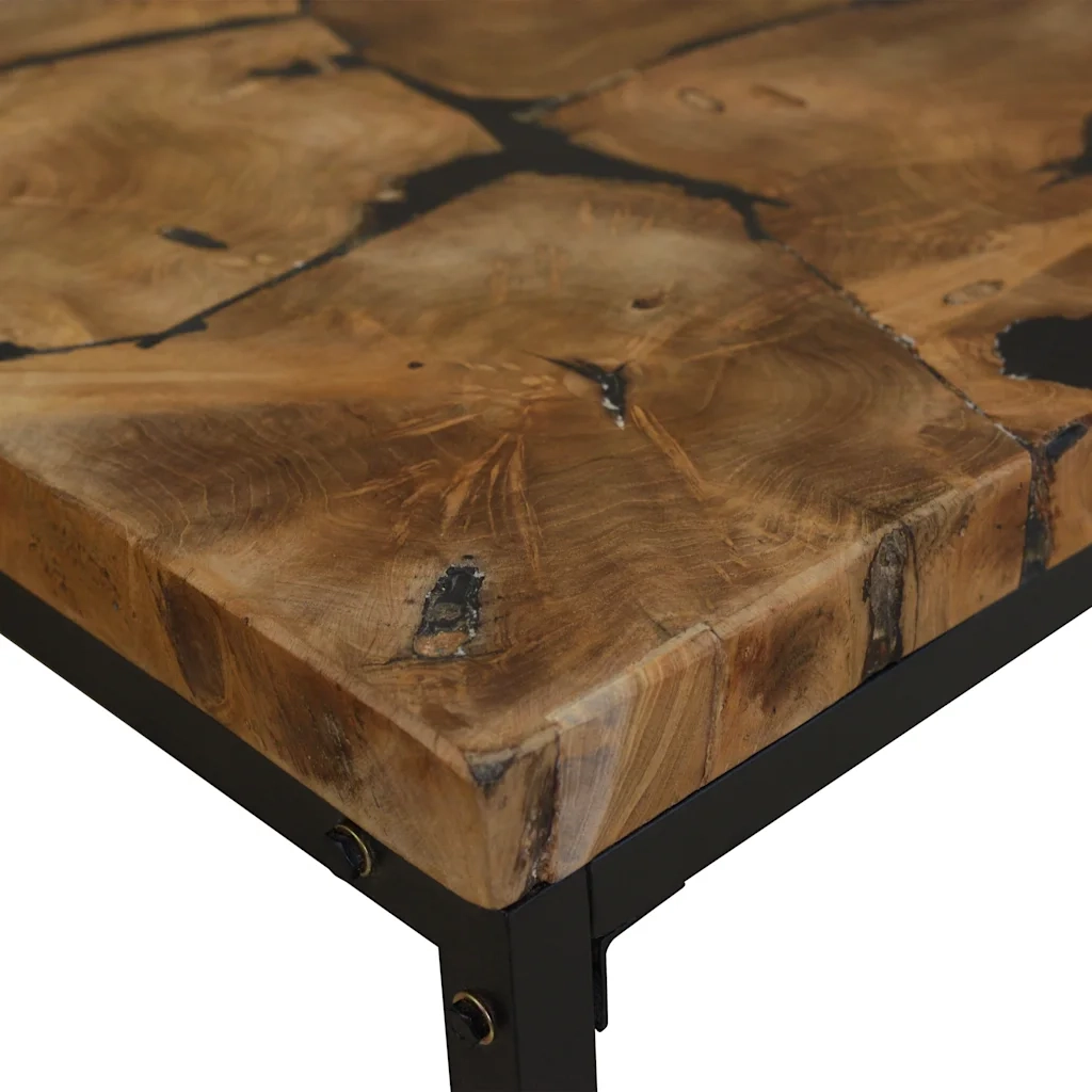Tavolino da salotto | Tavolino da caff¨¨ | Tavolino da Soggiorno in Legno di Teak e Resina 110x60x40 cm