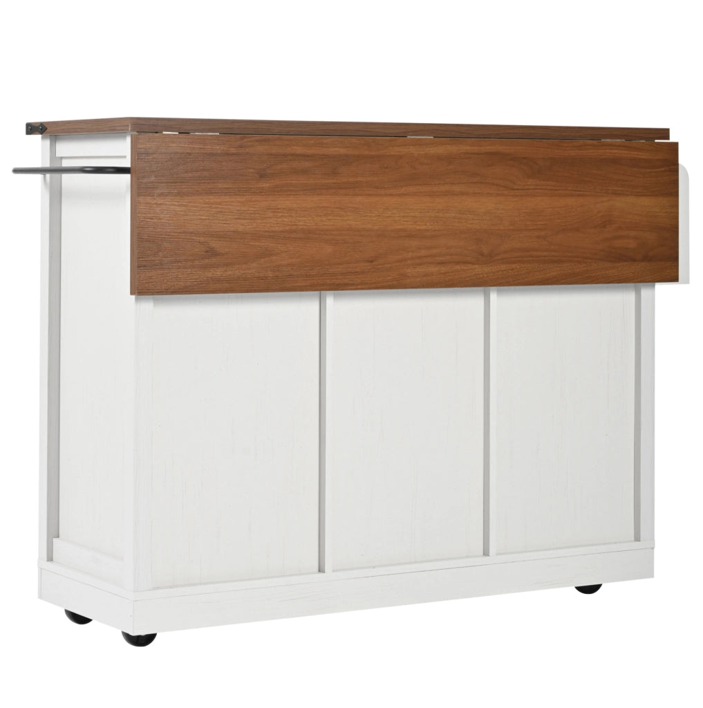 Isola cucina 140x73x94 cm pieghevole e mobile in MDF beige