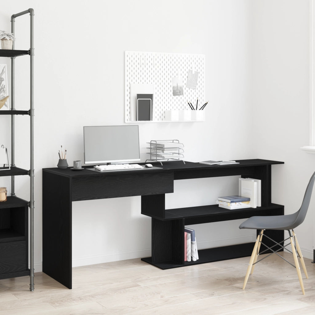 Scrivania  Nera Rovere 200x50x76 cm in Legno ingegnerizzato
