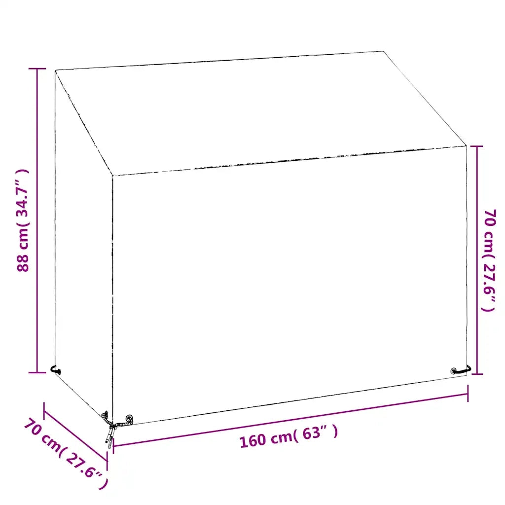 Copri Panche Giardino 2pz 8Occhielli 160x70x70/88cm Polietilene