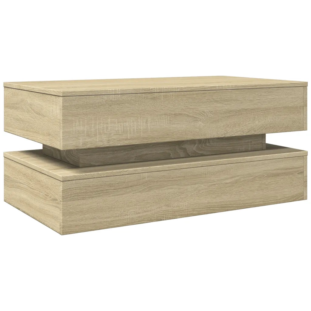 Tavolino da salotto | Tavolino da caff¨¨ | Tavolino da Soggiorno con Luci LED Rovere Sonoma 90x50x40 cm
