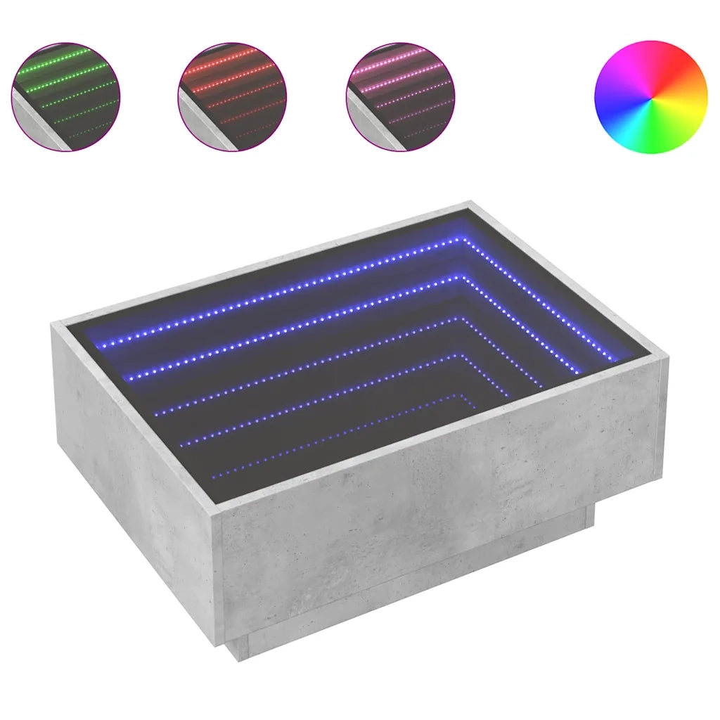 Tavolino Salotto con LED Grigio Cemento 70x50x30 cm Multistrato 847514