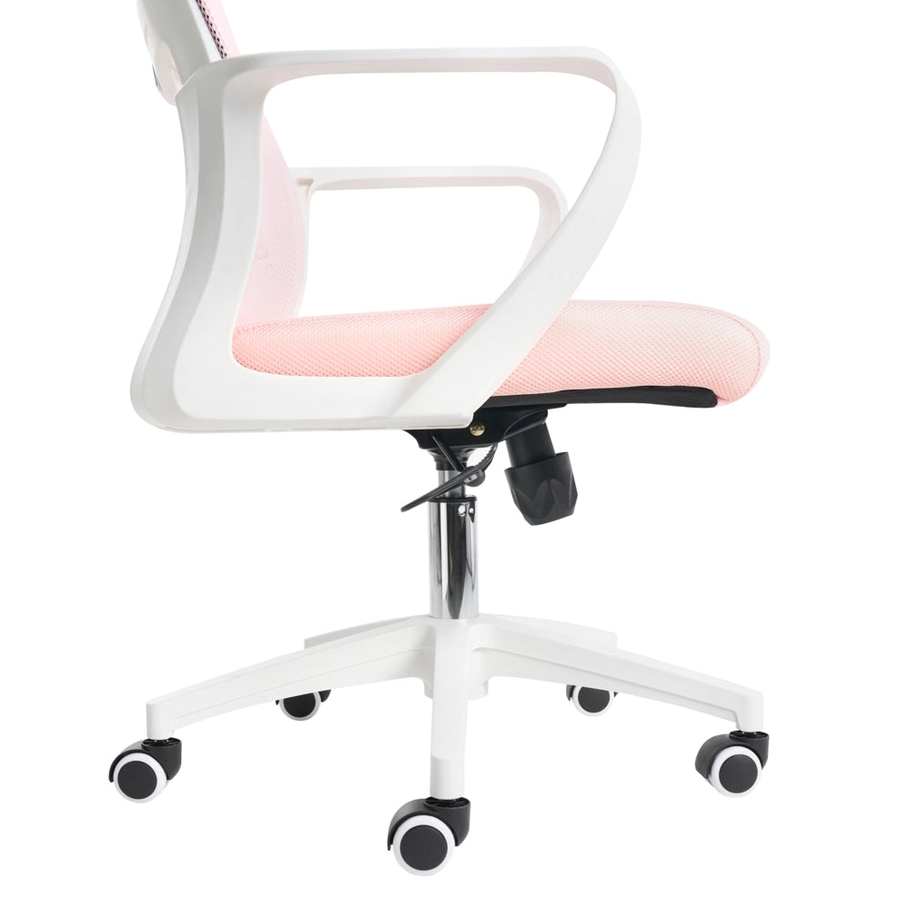 Sedia da ufficio con base girevole e poggiatesta regolabile in altezza con rete Home Office Rosa pastello stile moderno