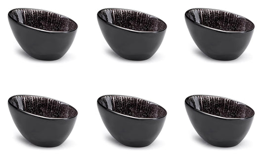Set 6 Coppette Oblique 10,5x7,5x6 cm in Gres Kaleidos Sirius Nere