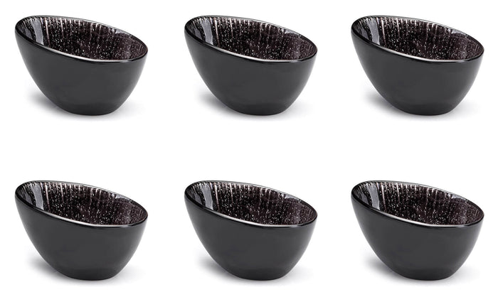 Set 6 Coppette Oblique 10,5x7,5x6 cm in Gres Kaleidos Sirius Nere