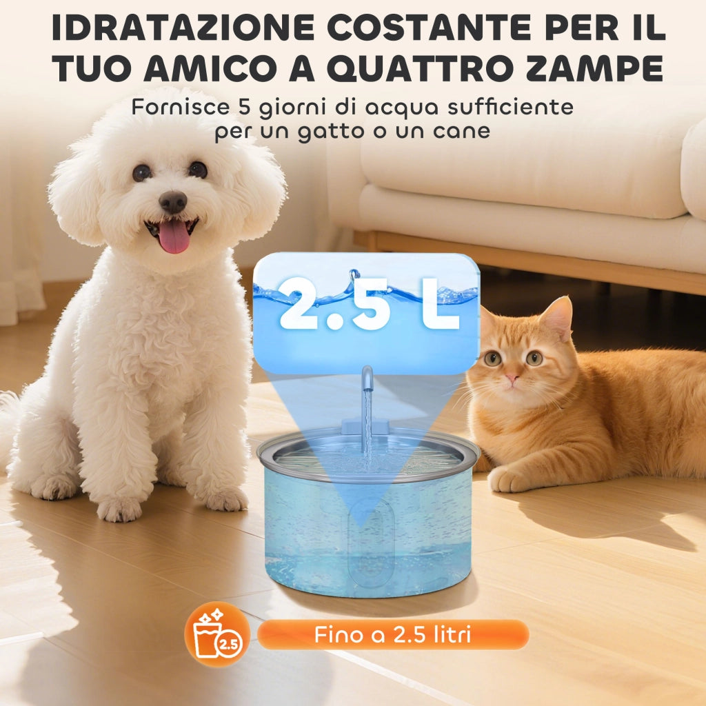 Fontanella per Gatto con Luce LED ¨C zephmum ¨C Acciaio Inox Argento 19.4x19.4x18.7 cm