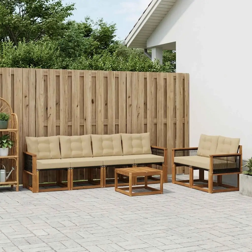 Set di divani da esterno con cuscino 7 pcs Naturale e Beige