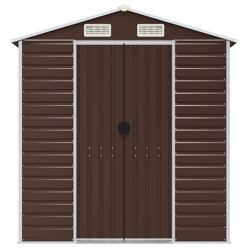 Casetta da giardino cabina ripostiglio casetta da esterno robusta casetta per attrezzi 191 x 130 x 198 cm acciaio zincato marrone 02_0022268