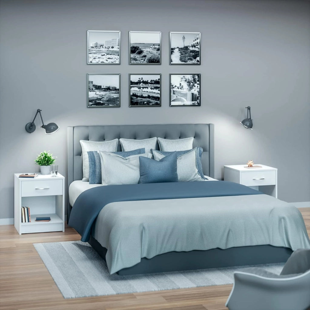 ® 2x Comodino Camera da Letto 50x40x35cm Comodini con Cassetto Ripiano Tavolino da Notte Comò da Letto Comodini Tavolino con Cassetto Bianco