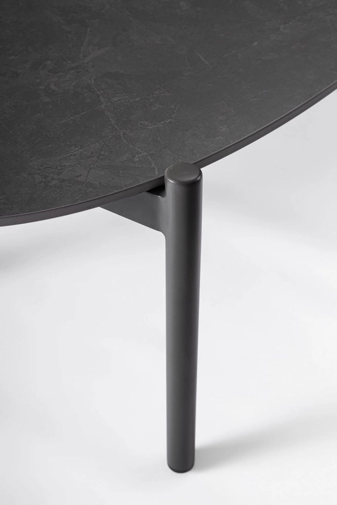 Set 4 Pezzi Salotto da Giardino con Divano 2 Poltrone e Tavolino in Alluminio Corda Poliestere e Pietra Sinterizzata