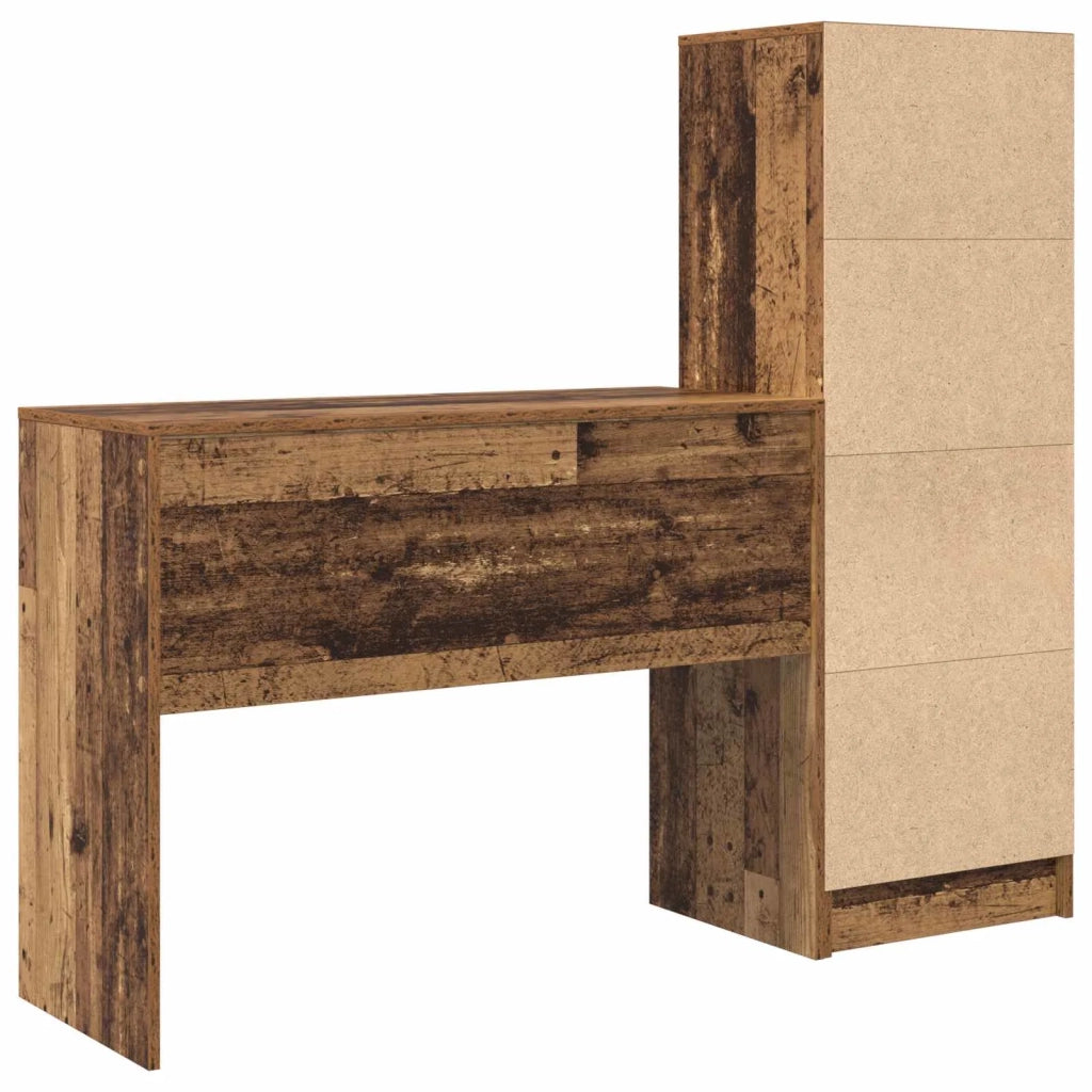 Scrivania con cassetto con lo scaffale 2 pcs Legno vecchio 3337335