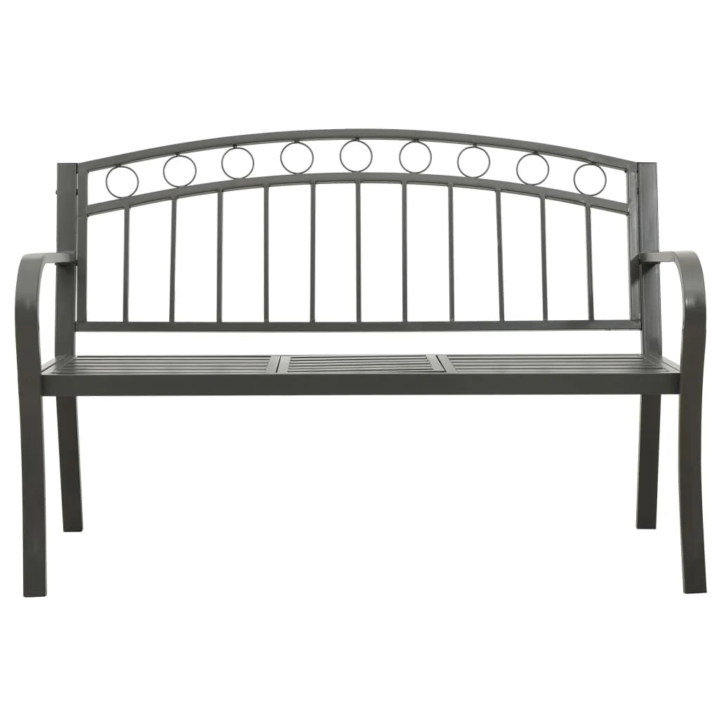 Panca da giardino mobili da esterno per patio terrazza con tavolo grigio 120 cm acciaio 02_0011642