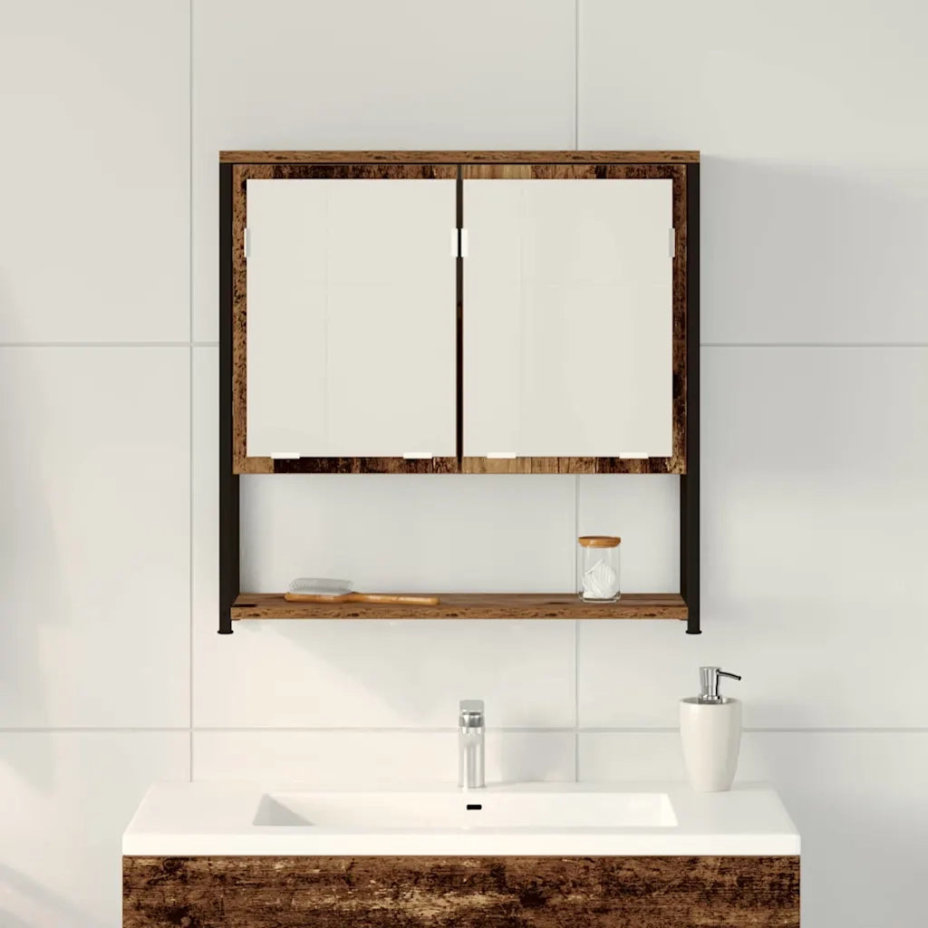 Mobiletto per specchio con porta Legno vecchio 60 x 16 x 60 cm 862223