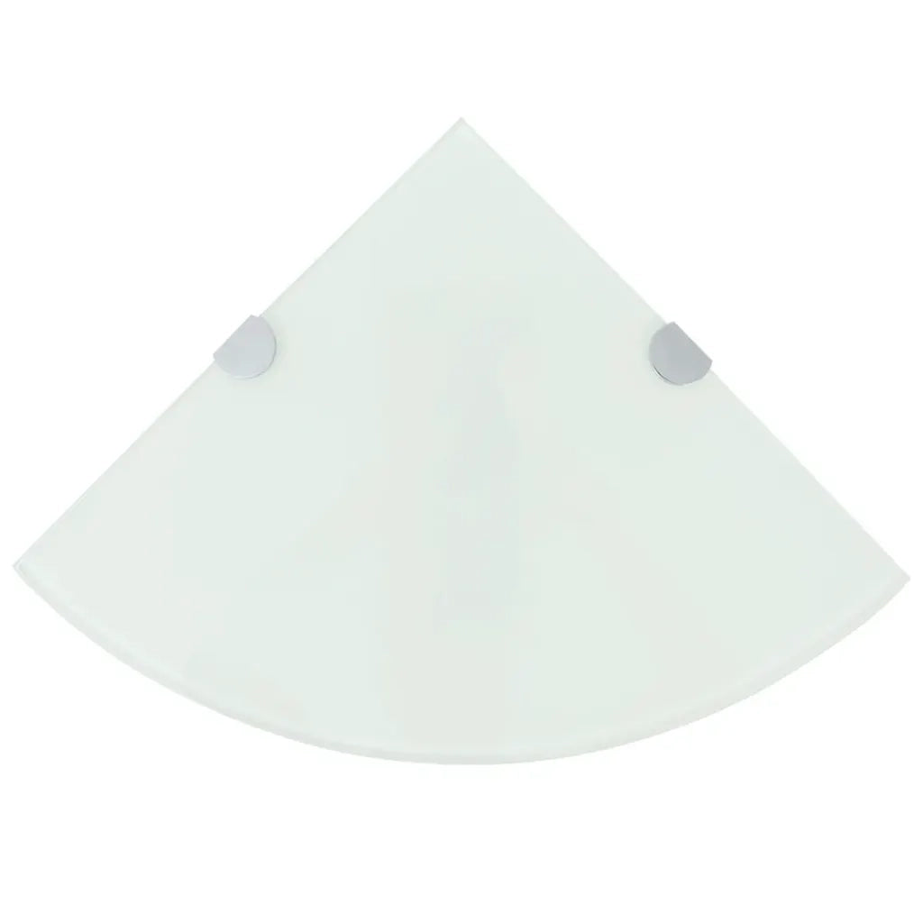 Scaffali Angolari 2 pz Supporti Cromati e Vetro Bianco 25x25 cm cod mxl 33473