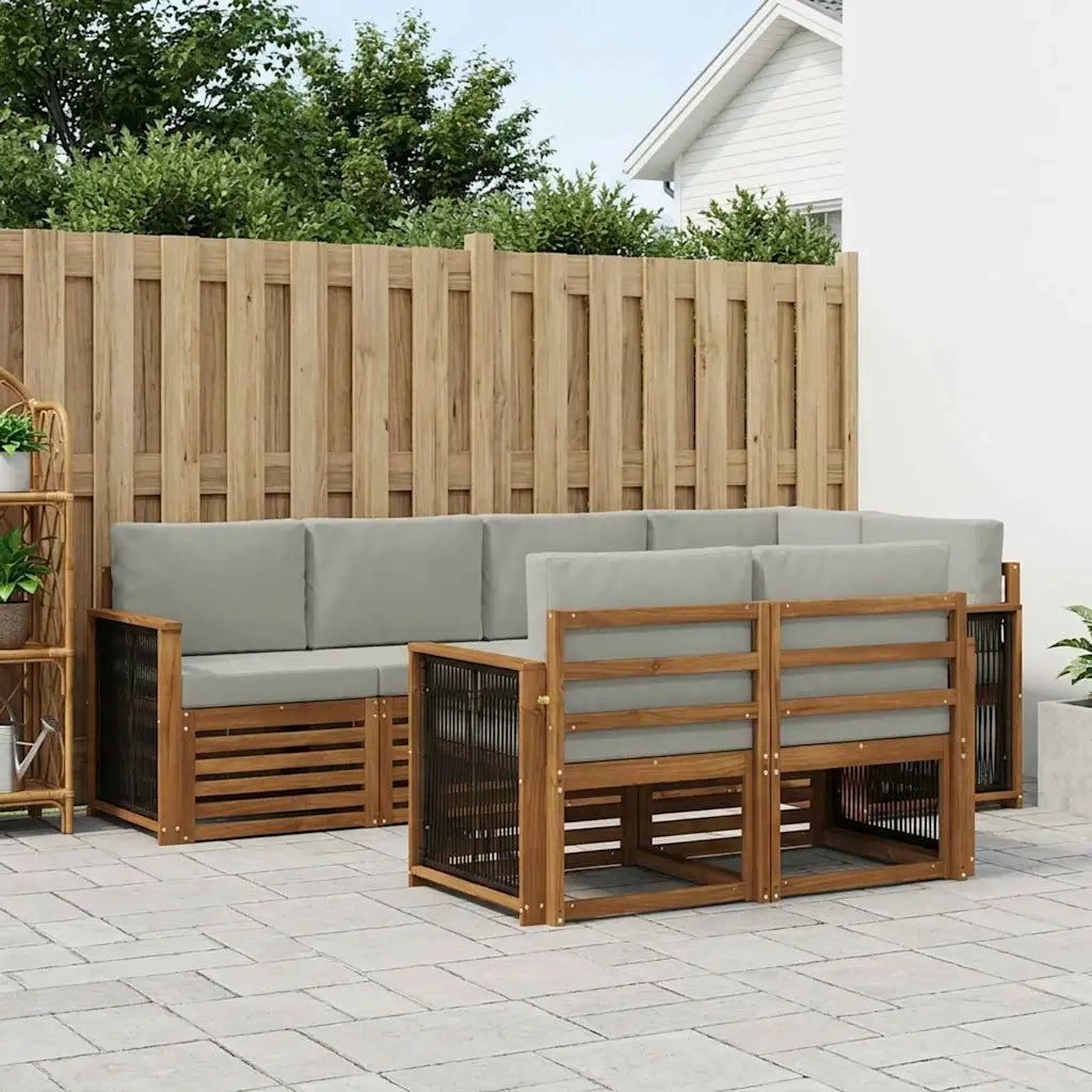 Set divano sezionale con cuscino 6 pcs Naturale e Grigio Chiaro 3384472