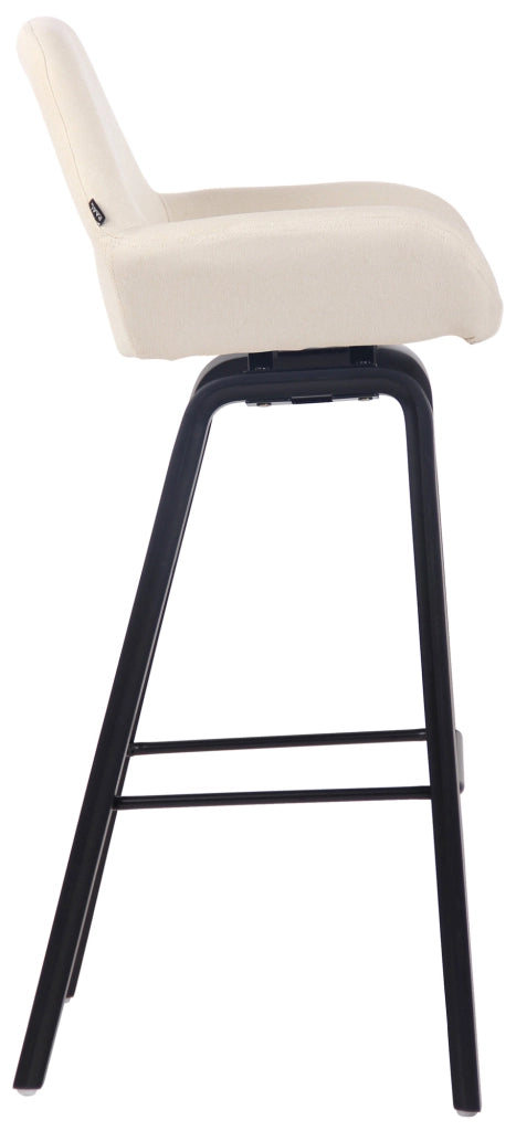 Sgabello bar Newnan in tessuto crema,nero (quercia)