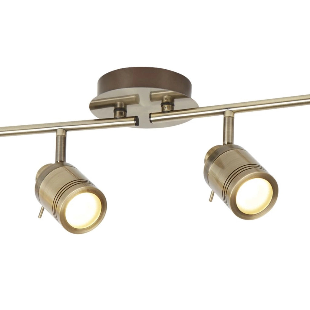 Plafoniera Contemporanea Sansone Acciaio Ottone Vetro 4 Luci Gu10