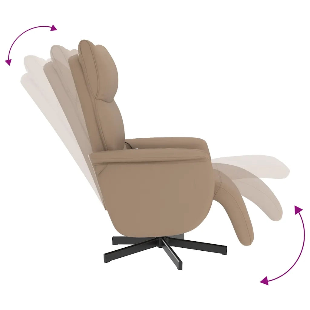 Divano Sedia-Poltrona Reclinabile Massaggi Poggiapiedi Cappuccino Similpelle 146478