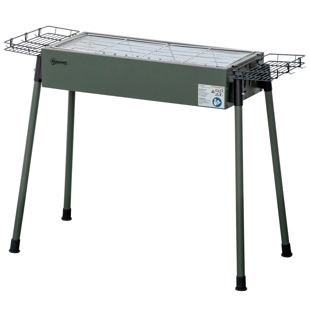 Barbecue a Carbone Portatile con 2 Griglie e 2 Cestini Laterali ¨C zephmum ¨C 94x39x70 cm