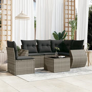 Set Divano da Giardino 6 pz con Cuscini Grigio in Polyrattan