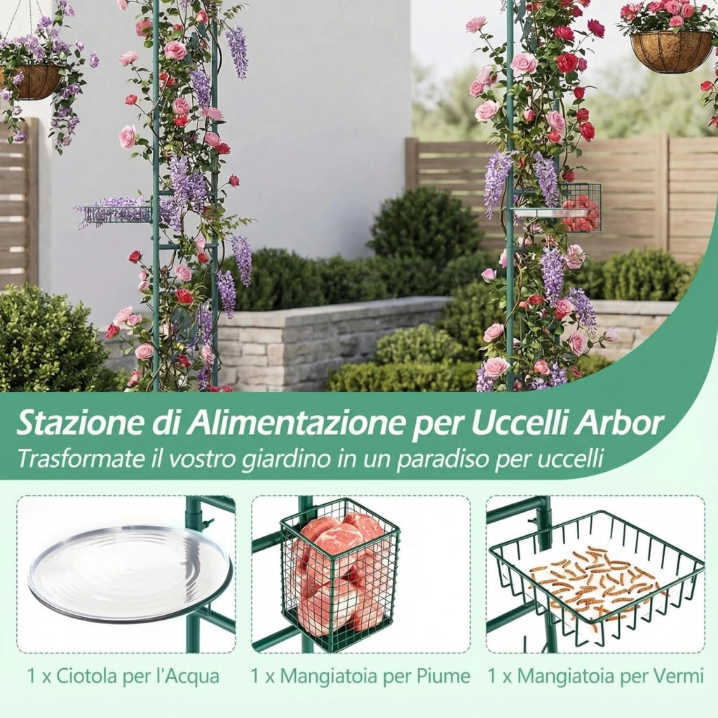 Pergolato a Arco da Giardino, Pergola da Esterno Decorativa in Metallo per Piante Rampicanti, Arco da Esterno per Feste, Matrimonio (Verde, Modello 1)
