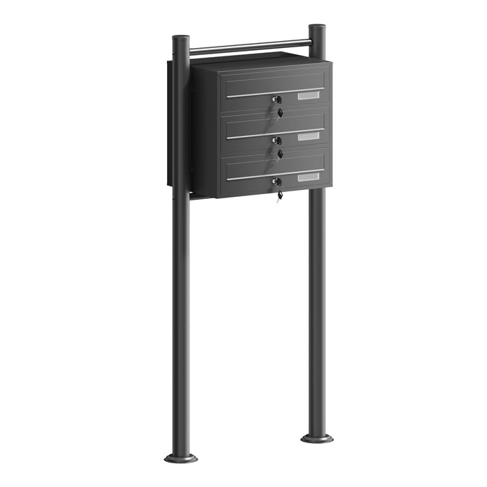 Cassetta postale condominiale autoportante 3 posti, 1 modulo, nero 556 x 270 x 1500 mm