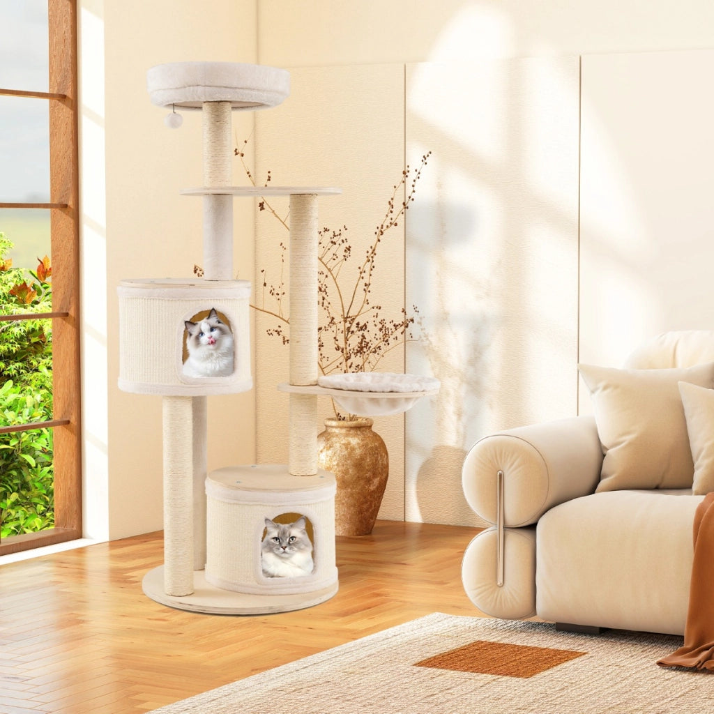 Albero per gatti per animali domestici da interni cuscino lavabile, Albero per gatti con tiragraffi in sisal e tappetino Naturale-Alberi Tiragraffi