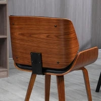Set di 2 Sedie da Pranzo Stile Vintage Imbottite in Legno e Finta Pelle PU, Nero e Legno