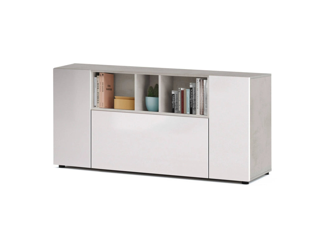 Madia Crisantemo, Credenza 2 Ripiani, 150x41x76h cm Bianco