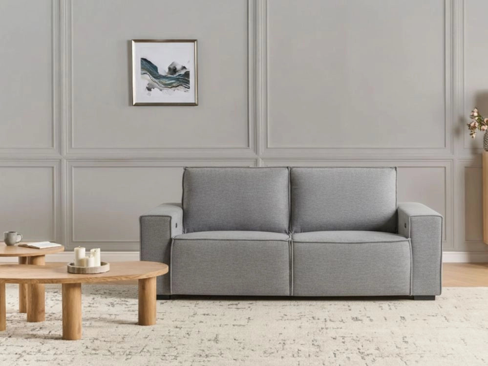 Divano reclinabile elettrico in tessuto a 2 posti grigio Design moderno Funzione relax