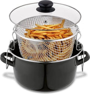 Frittelle elettriche con coperchio in vetro - nero - piccola frittella per frittura con setaccio