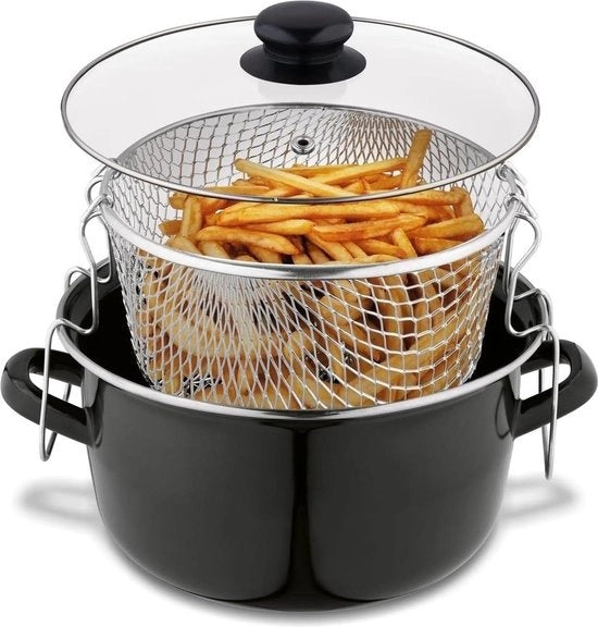Frittelle elettriche con coperchio in vetro - nero - piccola frittella per frittura con setaccio