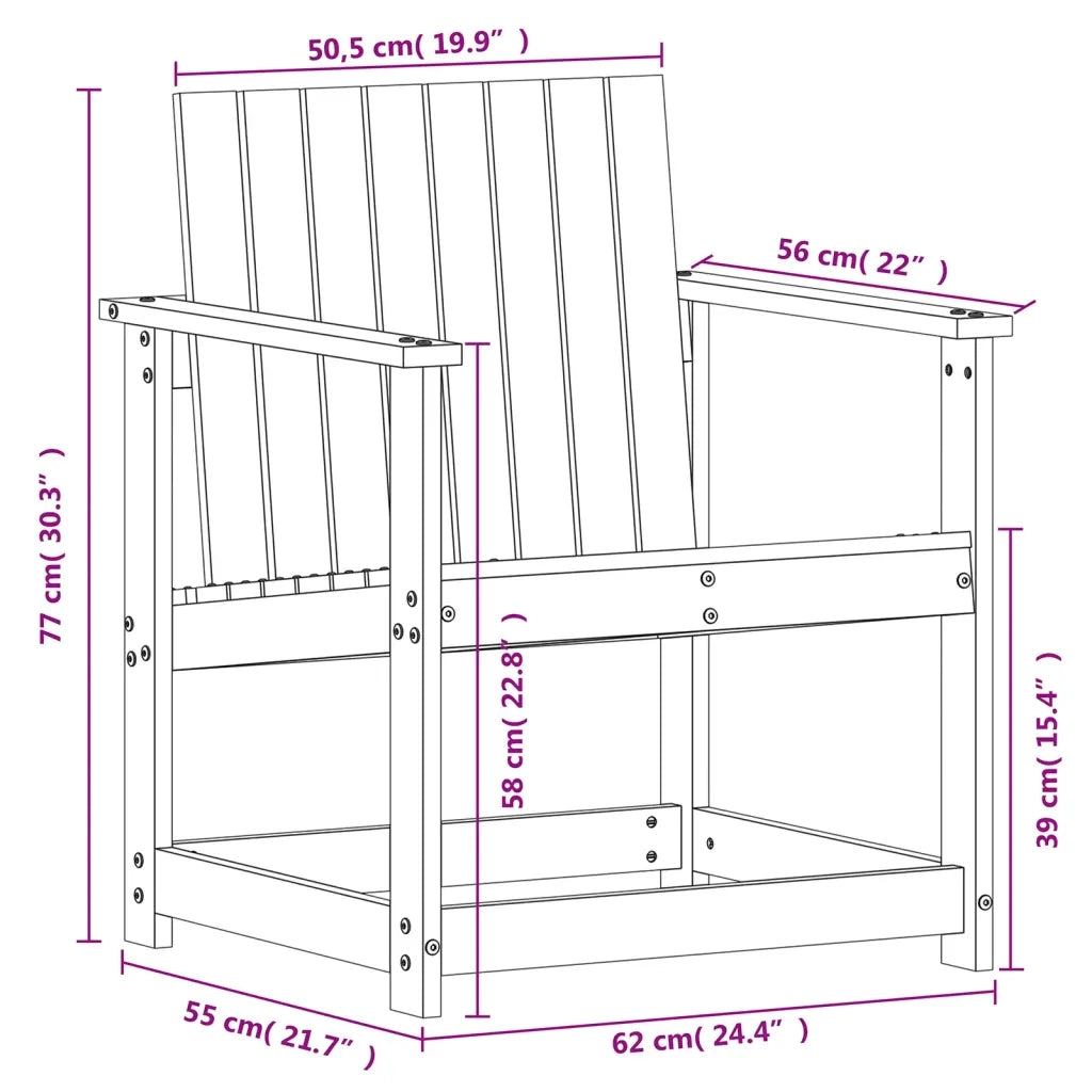 Sedia da patio-Sedia da Giardino 62x56x77 cm in Legno Impregnato di Pino