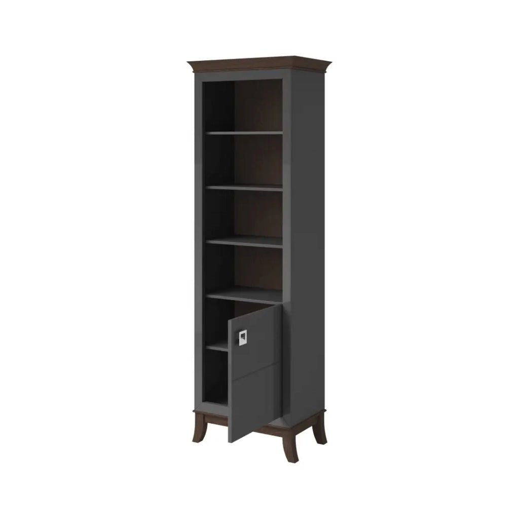 Vetrina 1 porta bassa collezione PALACE. Colori grigio e rovere scuro.