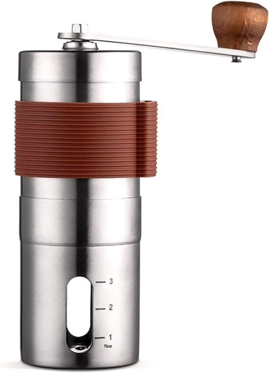 Manuale macchina per macinare caffè, macchina per caffè con manovella manuale, macinatrice di caffè, macchina portatile mini per caffè con impostazioni regolabili, adatta per uso domestico, ufficio e viaggio. Realizzata in acciaio inossidabile.