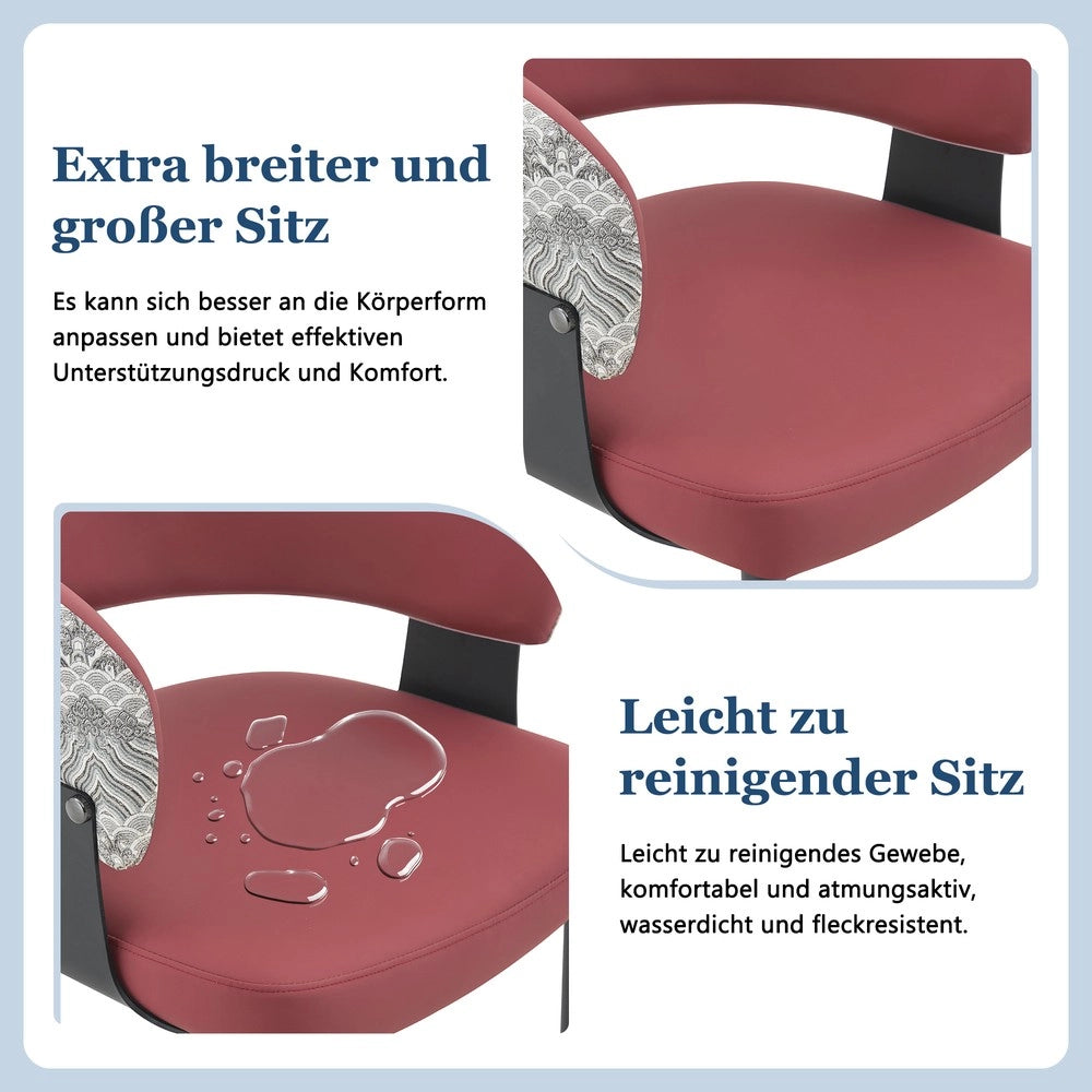 Sedie da Pranzo Stile Retr¨° Set 2 Pezzi ¨C MINIMAL ¨C Similpelle, Braccioli, Gambe in Legno